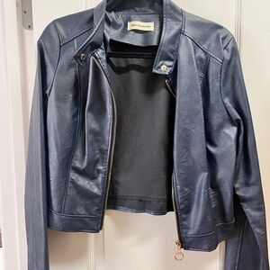 Navy Blue faux leather jacket